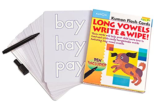 Kumon: Long Vowels Write & Wipe - Flash Cards Ages 4,5,6