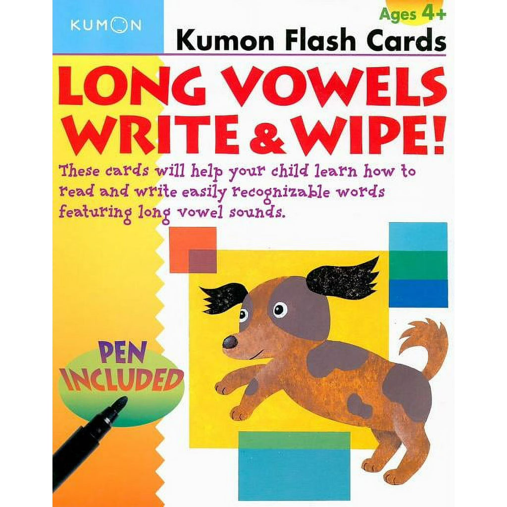 Kumon: Long Vowels Write & Wipe - Flash Cards Ages 4,5,6