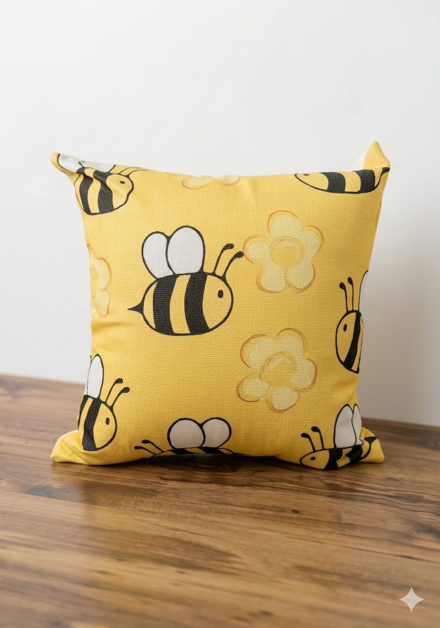 33cm x 33cm Bees and Daisies Scatter Cushion